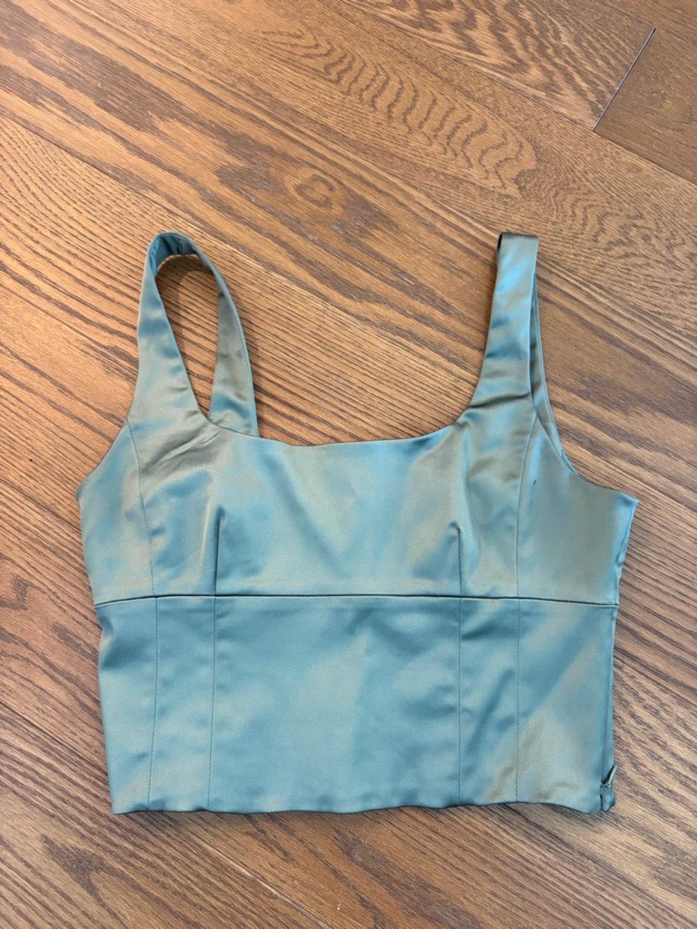 Aritzia Wilfred Sage Satin Square-Neck Crop Top